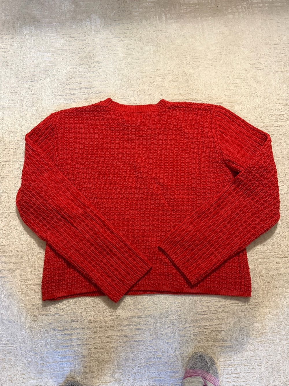 H&M Red Chunky Knit Crewneck Sweater with Gold Accents - Picture 2 of 3